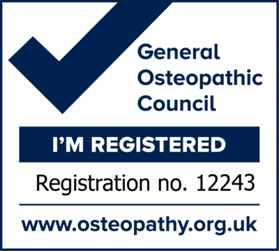 Registered with the General Osteopathic Council, registration number 12243